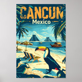 Cancun Mexico Vintag Berühmter Reiseort Poster