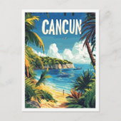 Cancun Mexico Vintag Illustration Travel Postkarte (Vorderseite)