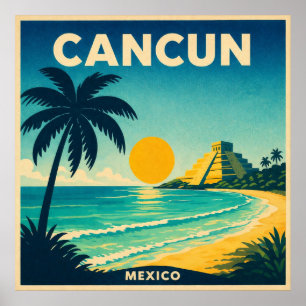 Cancun Mexico Vintage-Reiseplakat Poster
