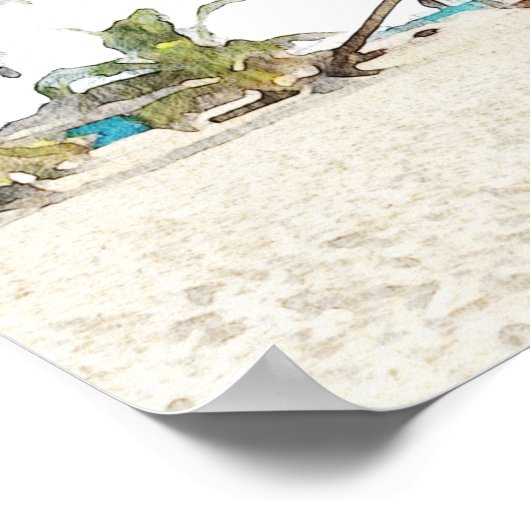 CANCUN Mexico Watercolor Beach Wedding Willkommen Poster (Ecke)