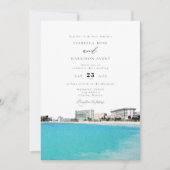 CANCUN Mexico Watercolor Skyline Wedding Einladung (Vorderseite)