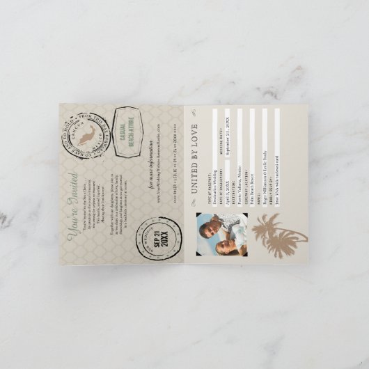 Cancun Mexico Wedding Passport Einladung (Innenseite)