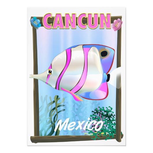 Cancun Mexikanisches tropisches Reiseplakat Fotodruck (Vorne)