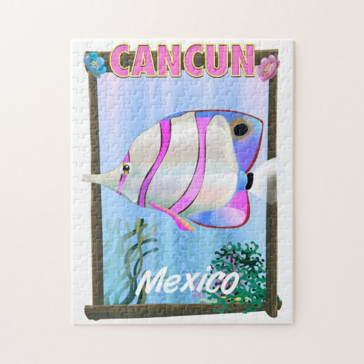 Cancun Mexikanisches tropisches Reiseplakat Puzzle (Vertikal)