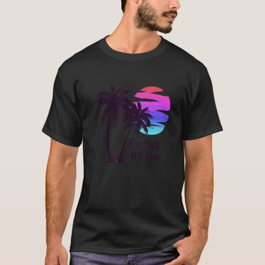 Cancun Mexiko Beach Sommerferien Palmen Bäume Sonn T-Shirt (Vorderseite)