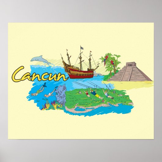 Cancun, Mexiko Berühmte Stadt Poster (Vorne)