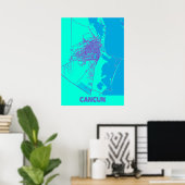 Cancun - Mexiko Galaxy City Karte Poster (Heimbüro)