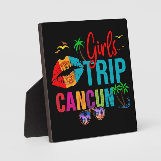 Cancun Mexiko Girls Reise farbenfrohe Ferien Fotoplatte (Vorderseite)