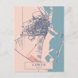 Cancun Mexiko luftige Stadtplan Reise Postkarte