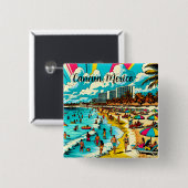 Cancun, Mexiko mit einem Pop Art Vibe Button (Vorne & Hinten)