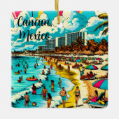Cancun, Mexiko mit einem Pop Art Vibe Keramikornament (Vorderseite)