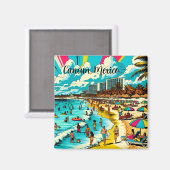 Cancun, Mexiko mit einem Pop Art Vibe Magnet (Vorderseite/Rückseite)