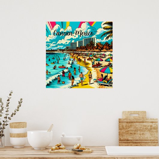 Cancun, Mexiko mit einem Pop Art Vibe Poster (Küche)