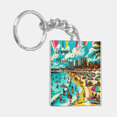 Cancun, Mexiko mit einem Pop Art Vibe Schlüsselanhänger (Vorderseite links)