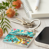 Cancun, Mexiko mit einem Pop Art Vibe Schlüsselanhänger (Vorderseite rechts)