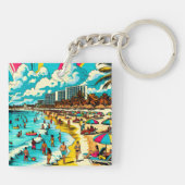 Cancun, Mexiko mit einem Pop Art Vibe Schlüsselanhänger (Rückseite)