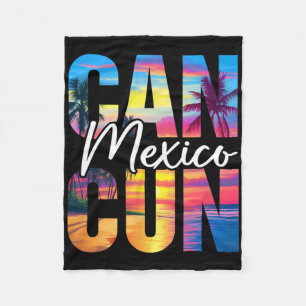 Cancun Mexiko Palme Sonnenuntergang Strand Sommerf Fleecedecke
