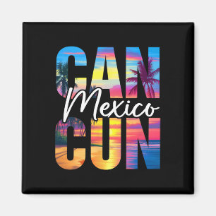 Cancun Mexiko Palme Sonnenuntergang Strand Sommerf Magnet