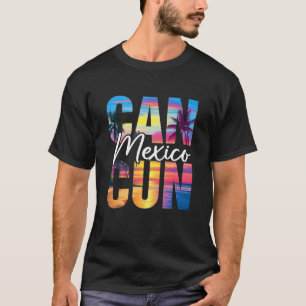 Cancun Mexiko Palme Sonnenuntergang Strand Sommerf T-Shirt