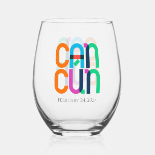 Cancun Mexiko Personalisierter Pop Kunstbriefe Weinglas Ohne Stiel