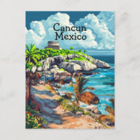 Cancun Mexiko Reise Postkarte, Cancun Mexiko Kunst