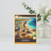 Cancun, Mexiko | Retro-Malerei Postkarte (Stehend Vorderseite)