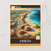 Cancun, Mexiko | Retro-Malerei Postkarte (Vorderseite)