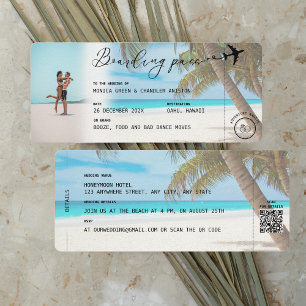 CANCUN Mexiko Strand Bordkarte QR Foto Hochzeit Einladung