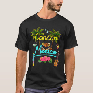 Cancun Mexiko Strand Sommer Palme Surfen Sonnenunt T-Shirt
