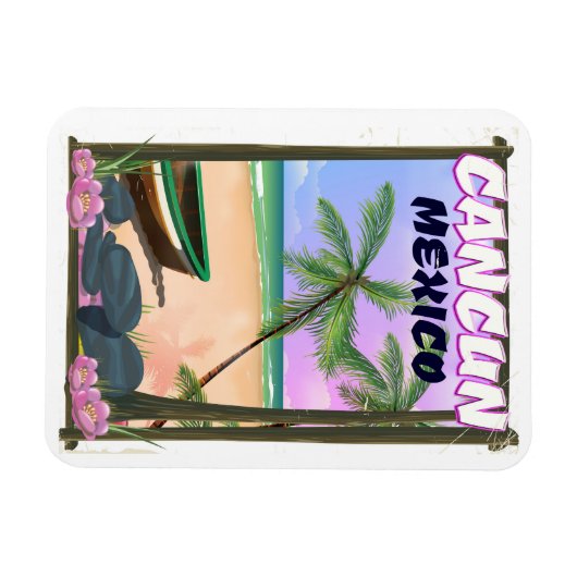 Cancun Mexiko Strandposter. Magnet (Horizontal)