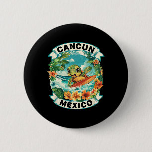 Cancun Mexiko Süße Meeresschildkröte Surfen Sommer Button