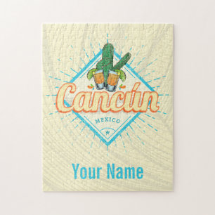 Cancun Mexiko Tanzender Kaktus Vintage Tequila Puzzle