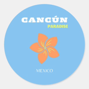 Cancun, Mexiko, Tropische Kunst, Reisekunst, Prepp Runder Aufkleber