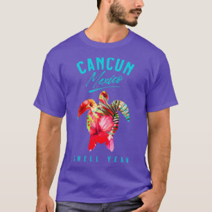 Cancun Mexiko Tropischer Hibiskus Blume Sea Turtle T-Shirt