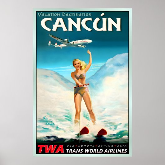 CANCUN Mexiko TWA Trans World Airlines Poster (Vorne)