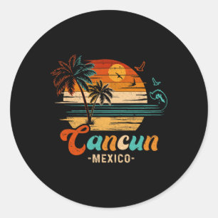 Cancun Mexiko Urlaub 2025 passende Familiengruppe Runder Aufkleber