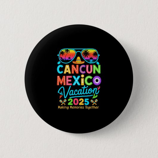 Cancun Mexiko Urlaub Strand 2025 Reise passende Gr Button (Vorderseite)