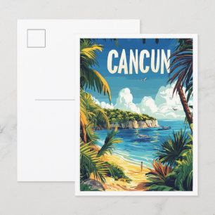 Cancun Mexiko Vintage-Illustration Reise Postkarte