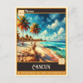 Cancun, Mexiko | Vintage Malerei Postkarte (Vorderseite)