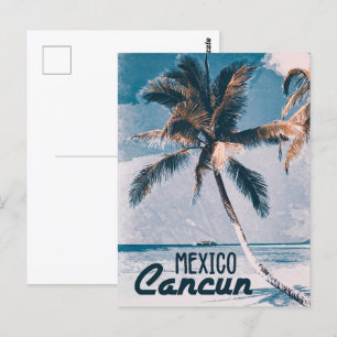 Cancun Mexiko Vintage Poster Kunst Postkarte