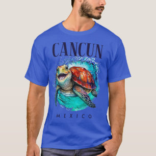 Cancun Mexiko Wasserfarbe Happy Sea Turtle T-Shirt