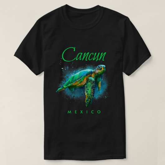 Cancun Mexiko Wasserfarbenschildkröte 354 T-Shirt (Design vorne)