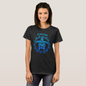 Cancun Ocean Blue Tribal Turtle T-Shirt (Vorne ganz)