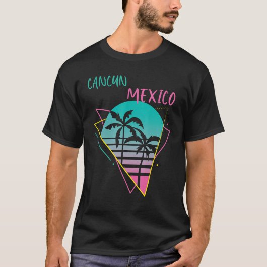 Cancun Palm tree Mexico Vacation Beach Ocean Surfi T-Shirt (Vorderseite)