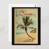Cancun Palm Tree Vintage Travel Postkarte (Vorne/Hinten)