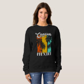 Cancun Palm Trees Beach Mexico Retro Vacation Fami Sweatshirt (Vorne ganz)