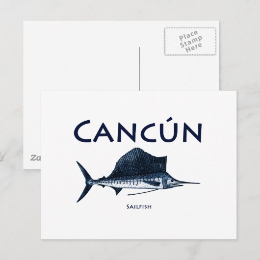 Cancun Sailfish Postkarte (Vorne/Hinten)