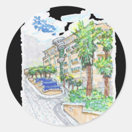 Cancun Sandos Facade farbenfroh Runder Aufkleber