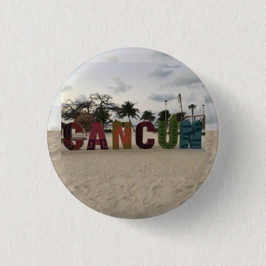 Cancun Sign - Playa Delfine, Mexico Button (Vorderseite)