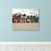 Cancun Sign - Playa Delfine, Mexiko-Leinwand Leinwanddruck (Insitu (Holzboden))